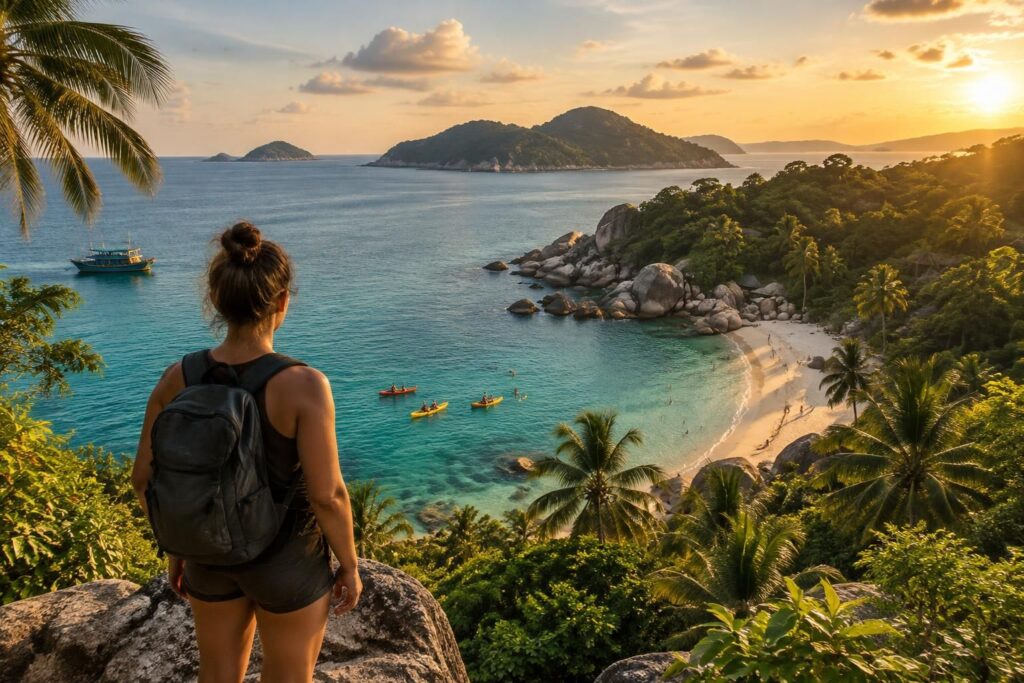 découvrez que faire à koh tao au-delà de la plongée : plages secrètes, snorkeling, randonnées, points de vue, cuisine locale et couchers de soleil.
